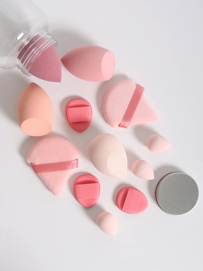 12Pcs Makeup Sponge Set with Storage Jar Latex-Free, Makeup Sponge Finger Puff, Dual-Use Wet & Dry Foundation Cosmetic Puffs