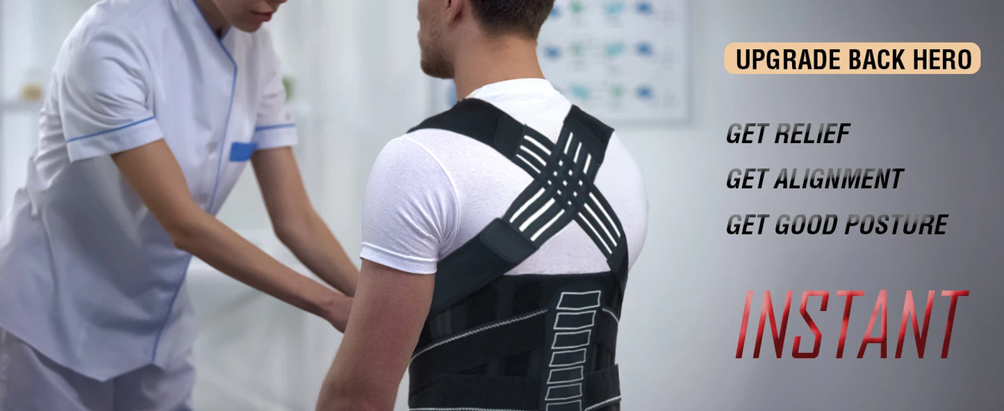Back Brace for Men and Women, Adjustable Shoulder Posture Support Brace, Back Straightener Posture for Upper and Lower Back
