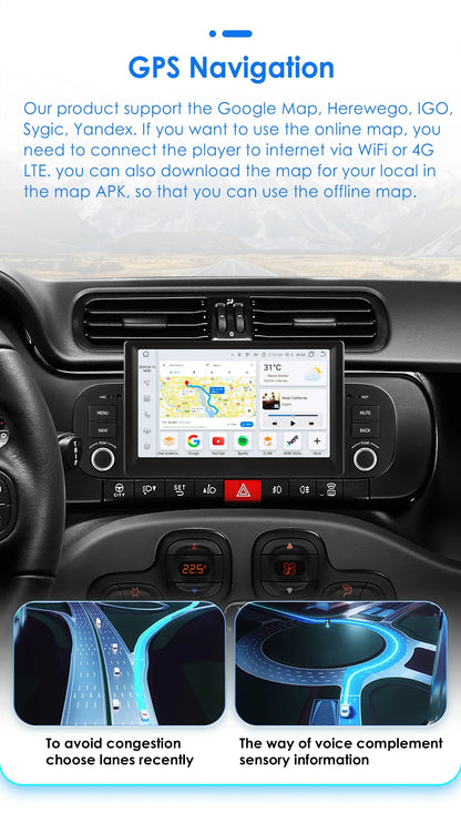 Hizpo 2Din 7inch Android14 Car Radio for Fiat Panda 2013 - 2020 GPS Navigation 4G BT Carplay RDS DSP SWC UI7862 Multimedia