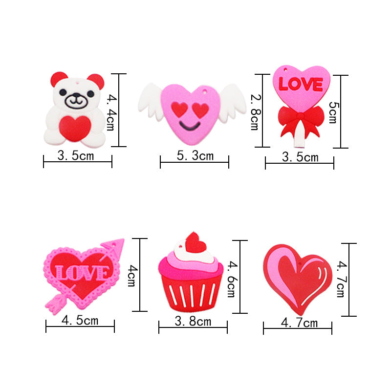 12Pcs Bear Heart Love Silicone Keychains Backpack Pendant for Mother's Day Wedding Party Gift Birthday Party Favors Pinata