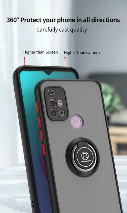 Funda For Motorola G10 G20 G30 Case Shockproof Armor Magnetic Holder Ring Case For Moto G31 G41 G51 G71 Hard PC Matte Back Cover