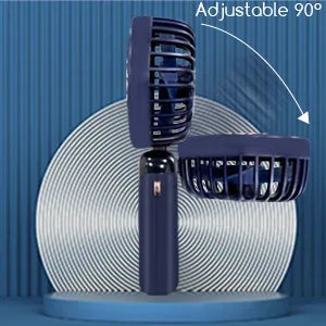 Handheld Fan,Foldable Desk Desktop Type-C Rechargeable Fans with Lanyard and Base, Mini Fan with LED Display 4000mAh