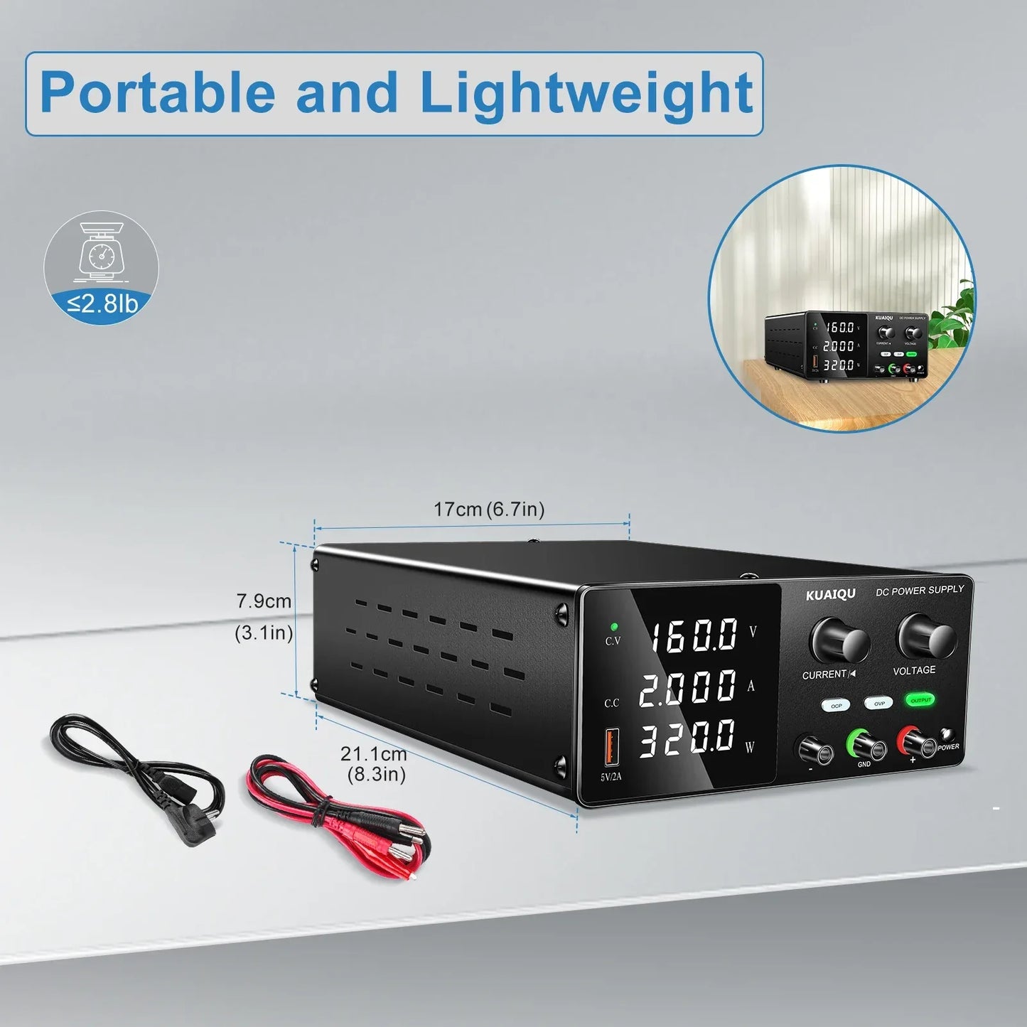 KUAIQU High Precision 30V10A Adjustable DC Stabilized Power Supply, Laboratory Specific Digital Display Power Supply, Aging Test