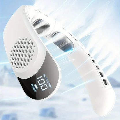 Neck Fan Rechargeable Ice Cooling Personal Air Conditioner, LED Digital Display Mini Fan for Running Cycling Office Home Outdoor