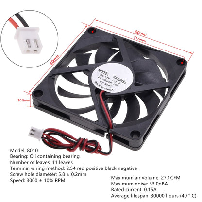 Silent DC12V Brushless Oil Content Cooling fan，for Power Supply Toy Chassis Multiple Sizes Available 2 3 4 5 6 7 8 9CM Silent