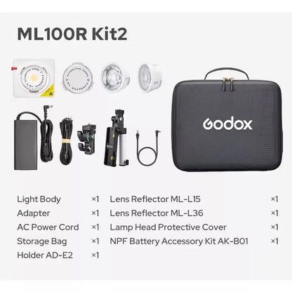 Godox ML100R 110W RGB LED Video Light 2800-6500K 11 FX Effects APP Control Godox Mount for Filmmaking/Live Streaming/Vlog
