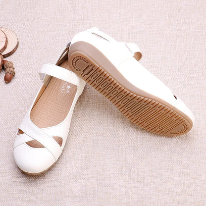 GKTINOO Spring Breathable Genuine Leather Summer Shoes Woman Flat Low Heel Shallow Soft Comfort Flats Mary Janes Women Size 43