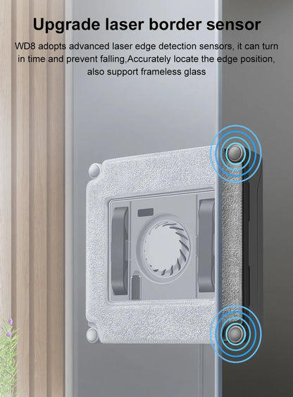 Robot Window cleaner ABIR WD8,Dual Water Spray,Smart Memory,High Vacuum Suction, Laser Sensor, Home Wall Glass Cleaning Robot