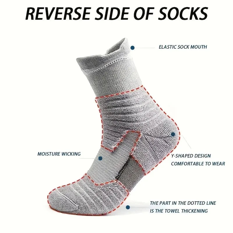 3 Pairs Men's Comfort Fit Cushion Performance Athletic Crew Socks For Outdoor Sports