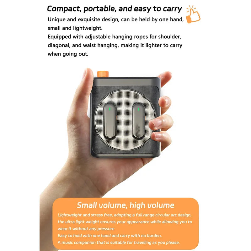 Mini Wireless Megaphone Speaker With Lavalier Microphone Bluetooth Portable Voice Amplifier for Teachers Tour Guides Coaches