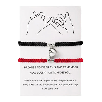 Handmade Heart Magnet Bracelet for Women Men Fashion Adjustable Braided Couple Bracelet Lovers Bestie Friendship Jewelry Sets