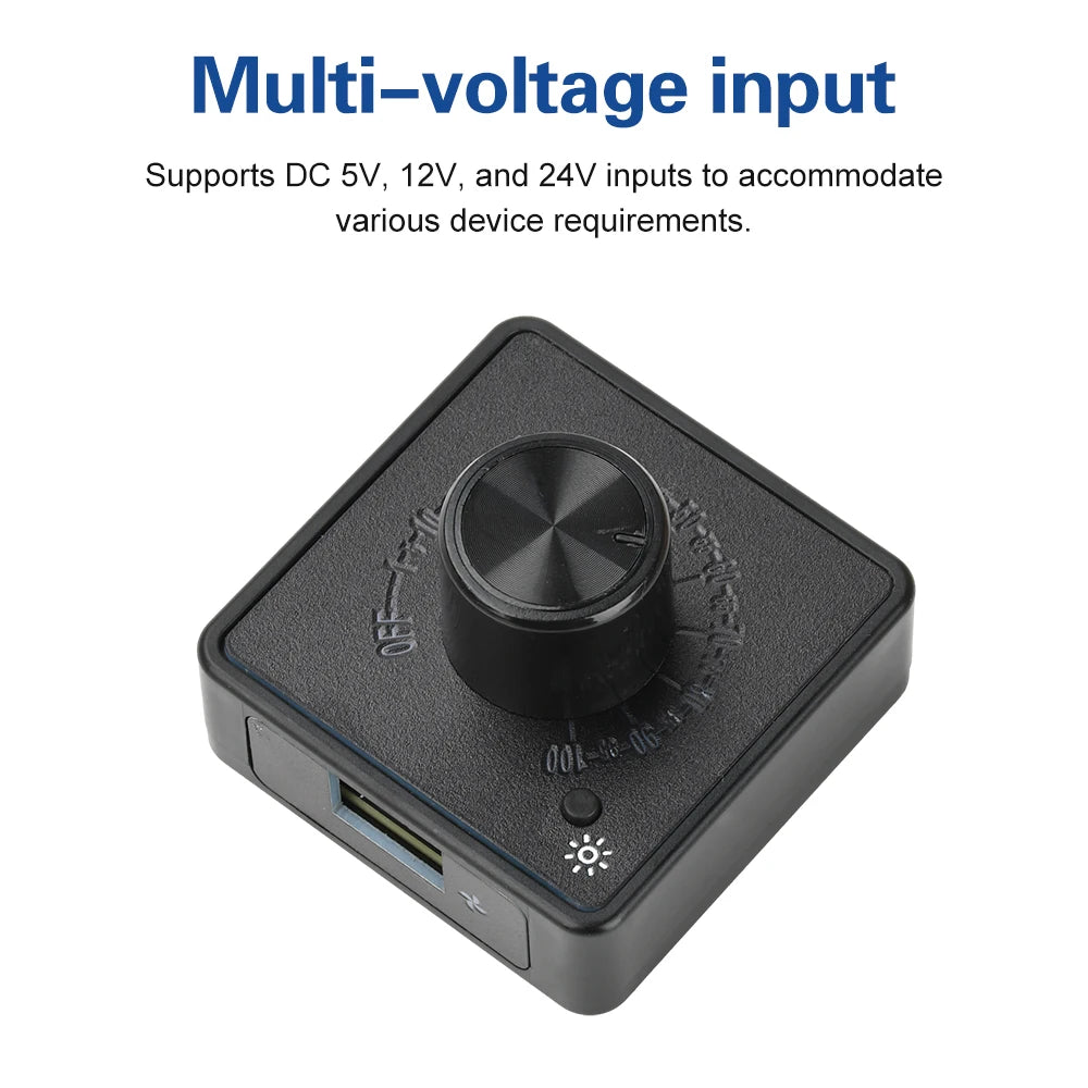 PWM Fan Controller With PD QC Fast Charging DC 12V 24V 5V Multi-Voltage Input Speed Regulator For DIY Cooling Fans