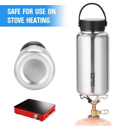 TOMSHOO 1050ml Stainless Steel Water Bottle Leak Proof Sports Bottle with 750ml Water Cup Coffee Mug Hanging Pot for Outdoor