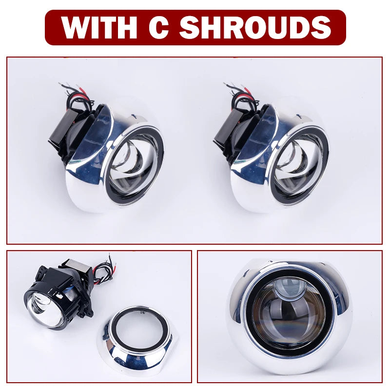 Riderspark 3 Inch Bi LED Projector Headlights Lenses Hella Laser LED Lights 160W 60000LM Headlamp Car Accessories RHD LHD Spot