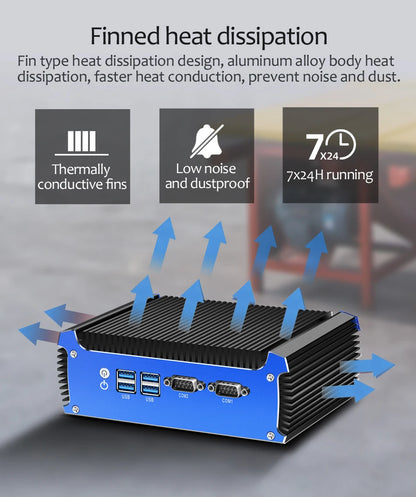 Fanless Industrial Mini PC Dual LAN 2*COM RS232 Core i5 5200U i3 5005U Celeron 2955U DDR3L WIFI Support Linux Ubuntu Computer