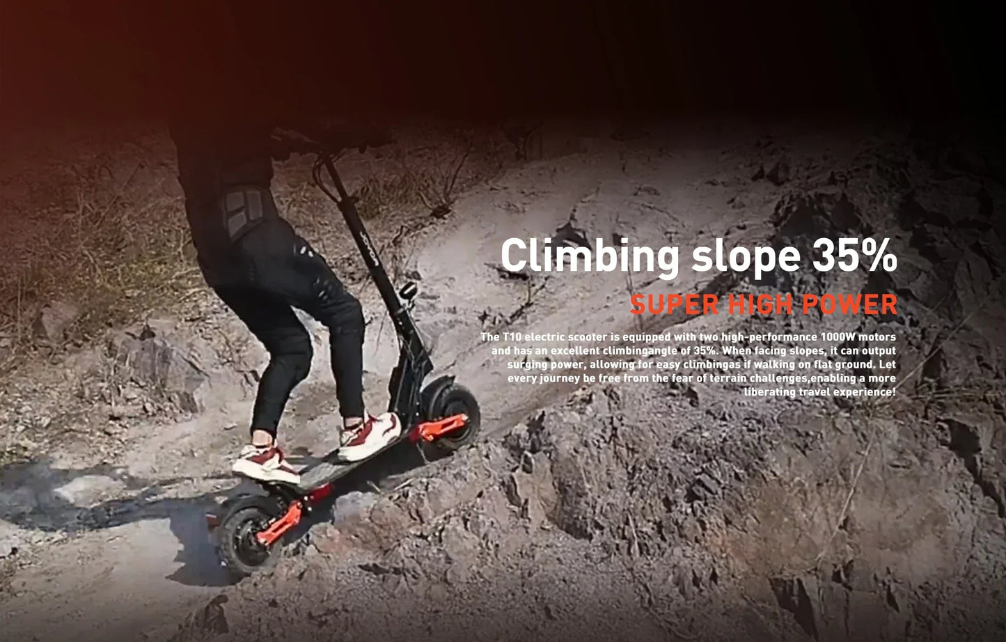 JOYOR T10 Adult Electric Scooter 1000W*2 Motor 60V18AH Battery Off-Road Escooter 10" Off-Road Tire Foldable E-Scooter