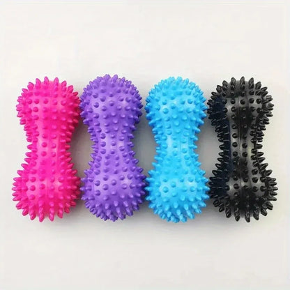 Peanut-shaped yoga massage ball for deep tissue massage. It relaxes muscles in the shoulders, neck and back and relieves neck tension. It is an essential fitness accessory for yoga.