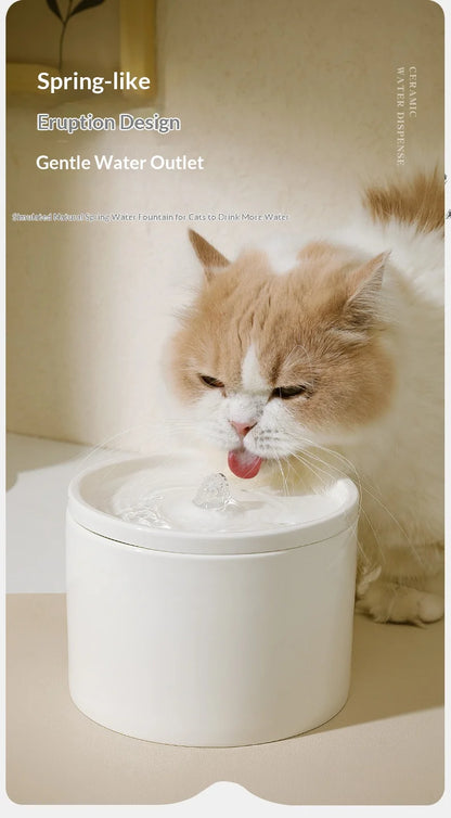 Cat Automatic Water Dispenser Pet Ceramic Water Bowl Dog Bowl Water Dispenser, Circulation Water Flow Water Dispenser