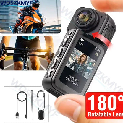 2.7K 180° Rotatable Wifi Outdoor Sports Camera 1.4Inch Screen Thumb Action Cam Motorcycle Road Sport Magnetic Attraction Bracket