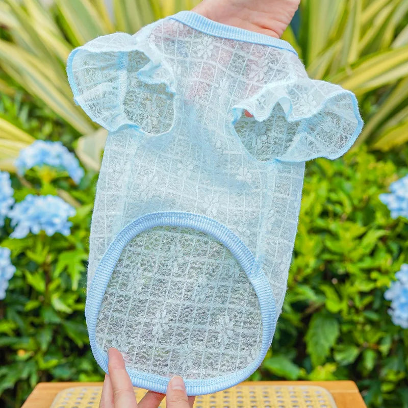 Dog Cooling Vest Thin Print Dog Clothes Summer Fashion Pet T Shirt Fly Sleeves Girls Dog Clothing Chihuahua Bichon Puppy Vests