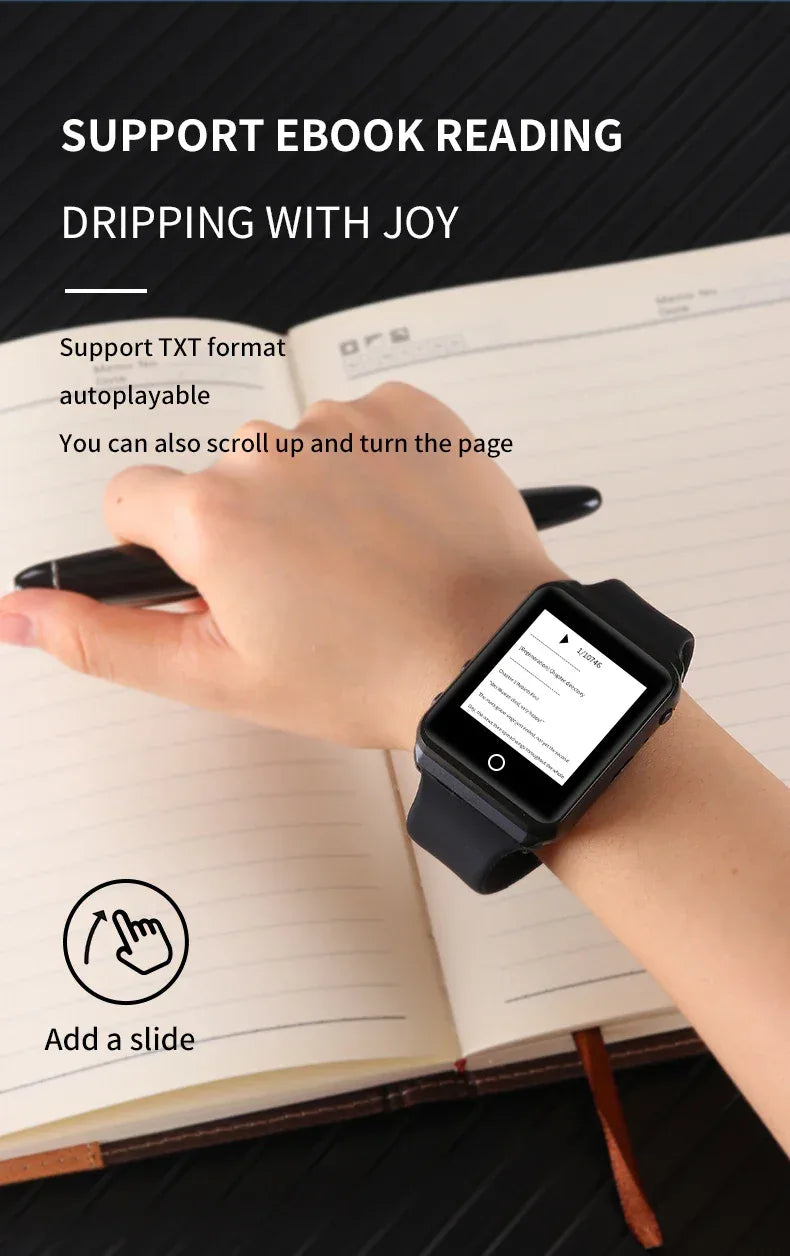 Metal Bluetooth watch MP3 music player HiFi audio quality Bluetooth 5.0 support TF card FM FM/e-book/pedometer wristband MP4