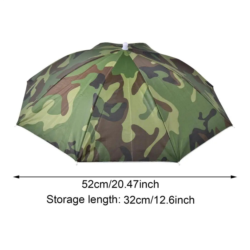 Foldable Head Umbrella Hat Portable Foldable Rain Umbrella Hat Outdoor Fishing Sunshade Hat for Golf Gardening Camping