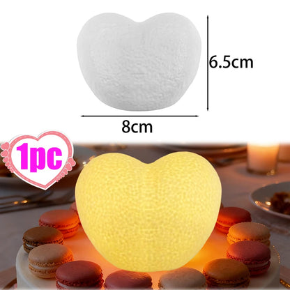 Romantic Creative 3D Love Heart LED Lamp Wedding Cake Night Light Ornament Birthday Christmas Home Ambient Light Gift Box Decor