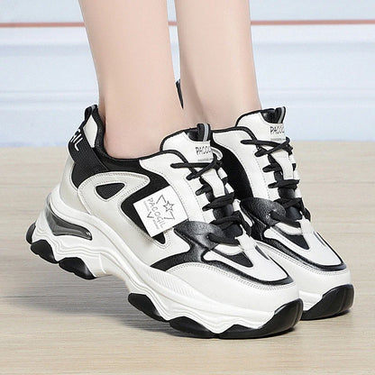 Spring Height Increasing Round toe Versatile Women Platform Causal Shoes Fashion Breathable Sport Designer Sneaker