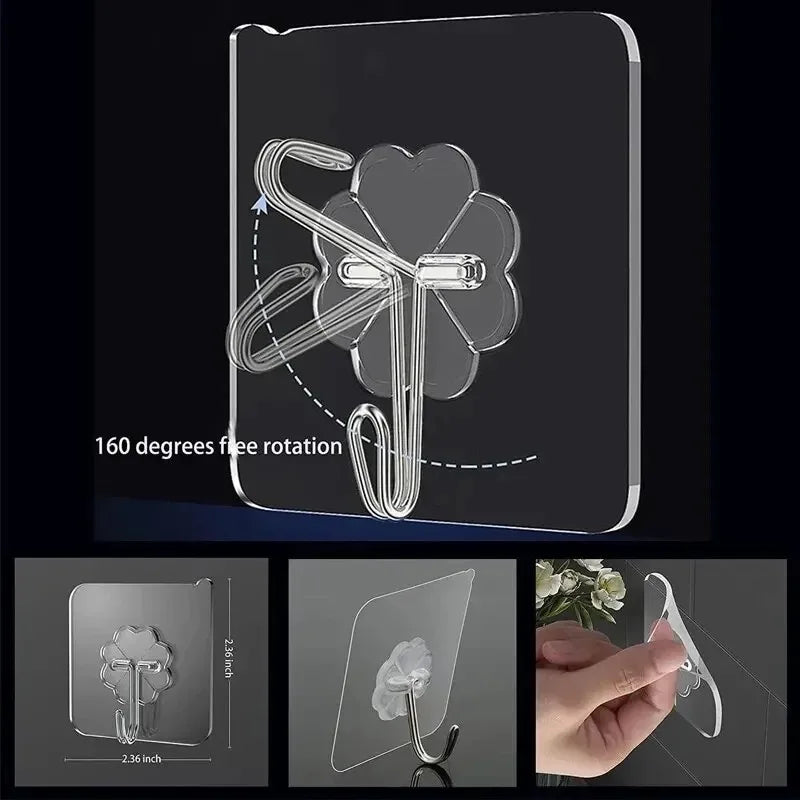 20/10/5Pcs Transparent Wall Hooks Hangers Self Adhesive Door Wall Hangers Hooks for Key Bag Kitchen Bathroom Accessories