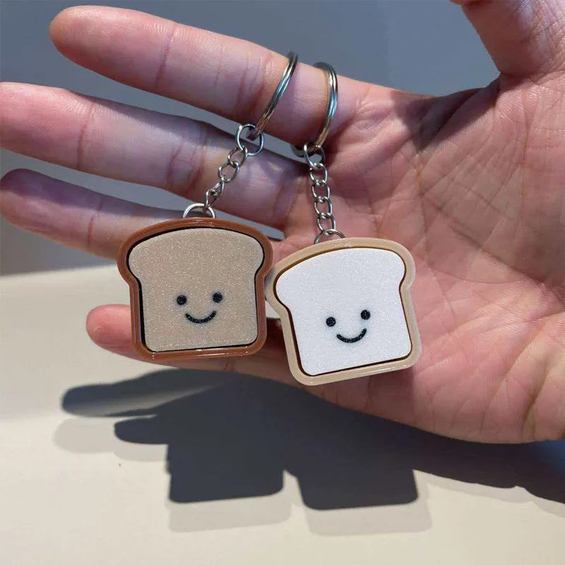 Novelty Gifts Bread Toast Keyboard Clicker Fidget Keychain Stress Relief Focus Boost Quiet Anxiety Toys For Kids Boys Girls