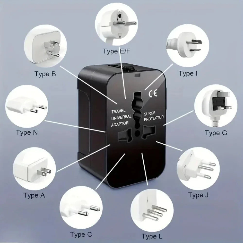 Universal Travel AC Power Adapter with Dual USB Ports EU US UK AU Outlet Converter Socket Plug Global Conversion Charger
