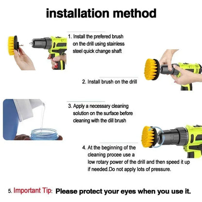 2/3.5/4/5'' Electric Scrubber Brush Drill Brush Kit Plastic Round Cleaning Brush Tool for Carpet Glass Car Tires Nylon Brushes