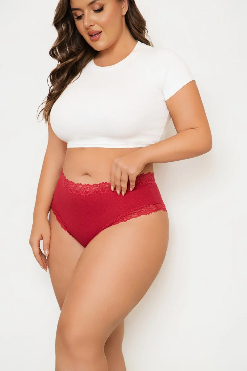 4Pcs/Set Seamless Cotton Brazilian Pants For Women Elastic High Waist Breathable Underpants Ladies Lace Panties Sexy Lingerie