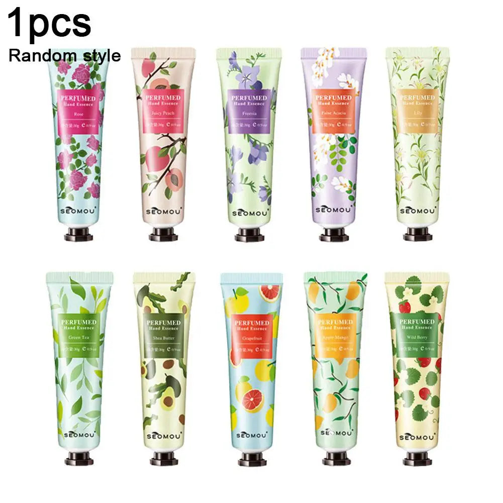 1Pc Hand Cream With Flower Fragrance Anti Chapping Plant Essence Care Moisturizing Hand Cream Hand Winter Care Color Random 30g