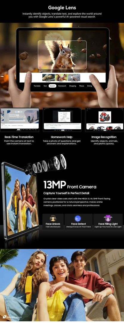 Blackview MEGA 12 Tablet 5G 12.2" 2.4K 120Hz Display Dimensity 7200 CPU IP69K Waterproof 50MP Camera 10000mAh Pad PC