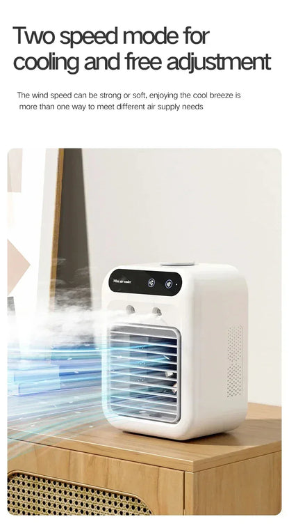 Mini Air Cooler Fan Portable Desktop Cooling Fan with Spray Humidification 2 Wind Speeds Rechargeable for Home Office Cooling