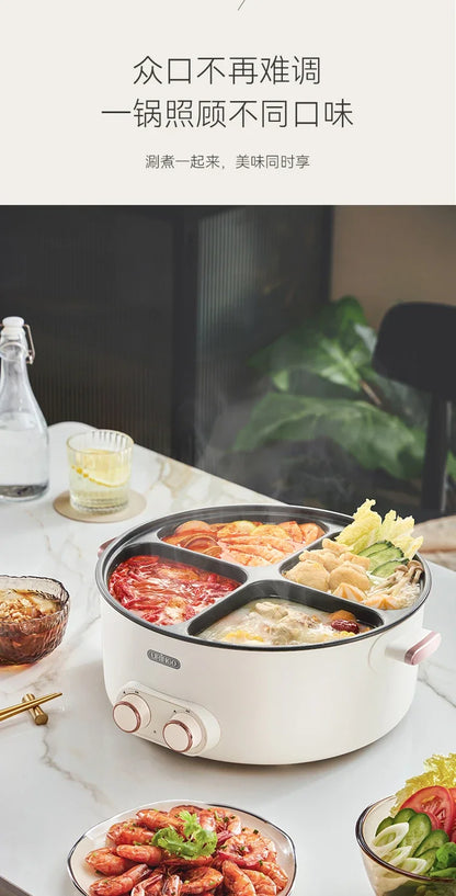 Mandarin duck electric hot pot four-square box multi-functional household 6L large-capacity electric cooking pot new model