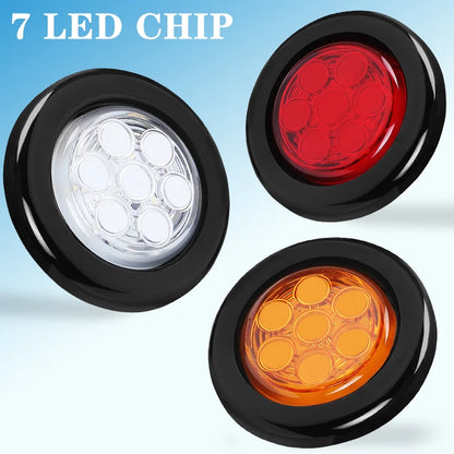 2inch Round led Side Marker Lights Truck Side Lights 12V Trailer Lorry Clearance Lights Rear tali stop lamp Yellow Red White