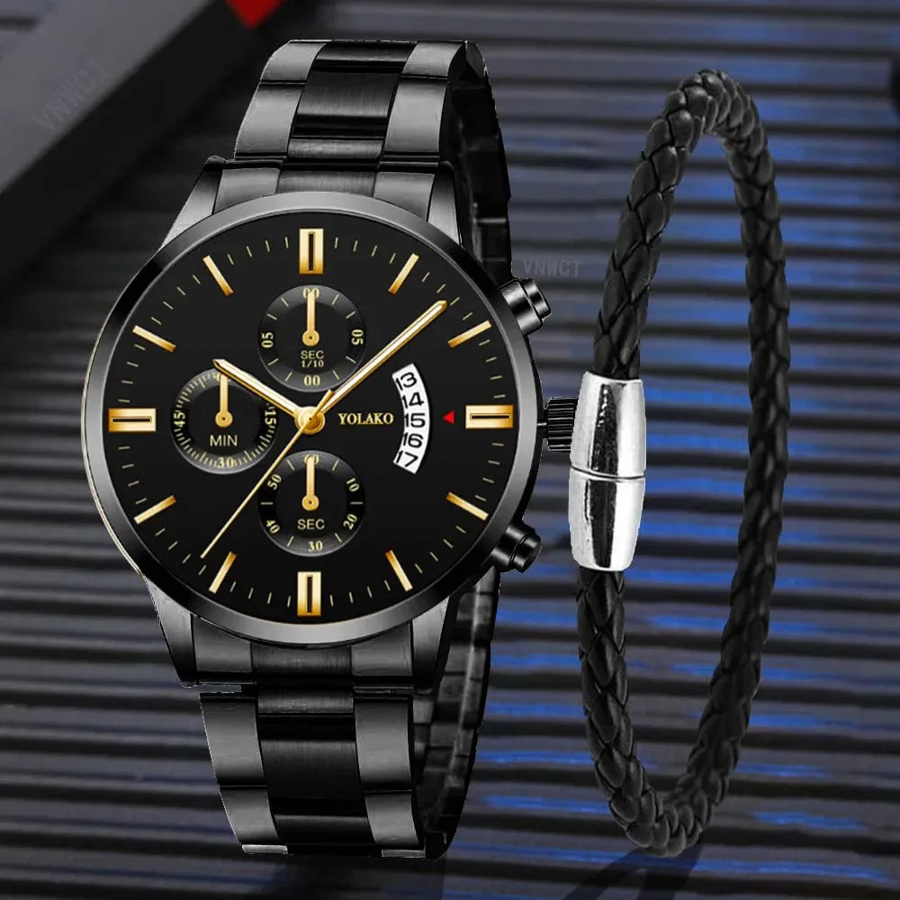 Luxury Men Stainless Steel Watch Calendar Quartz Wristwatch Business Watches Man Clock Relogio Masculino