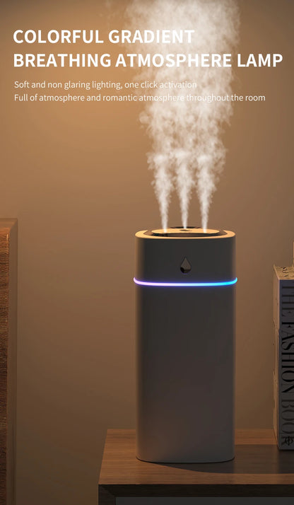 Triple-Nozzle 600mL Waterdrop Mist Humidifier: Fast & Gentle Moisture for Your Space