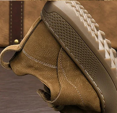 LIHUAMAO Cow leather Men Shoe Casual Walking footwear Sneakers outdoor work shoes sport