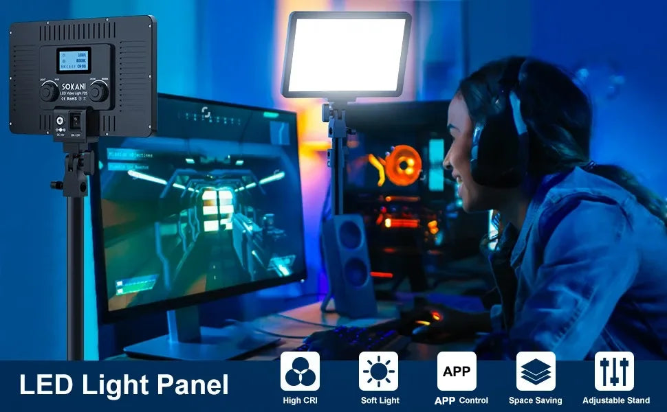 Sokani P25 & P25 kit LED Video Panel Light Studio Filling Light Lamp For Youtube Live Streaming Game Record Video Zoom Meetings