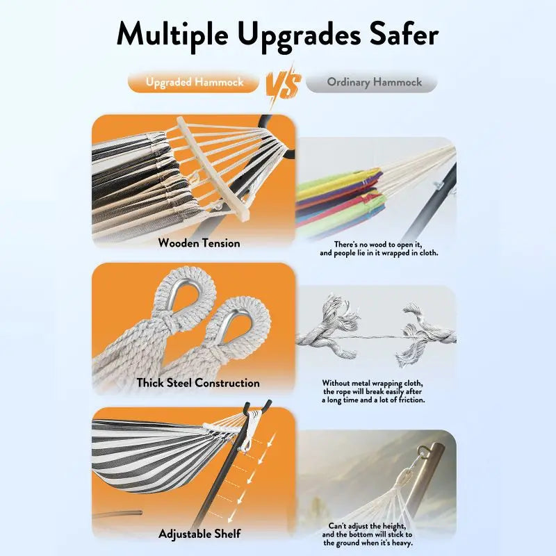 Hamac Gyroor avec support réglable - Lit hamac élégant avec sac de rangement, capacité de 272 kg