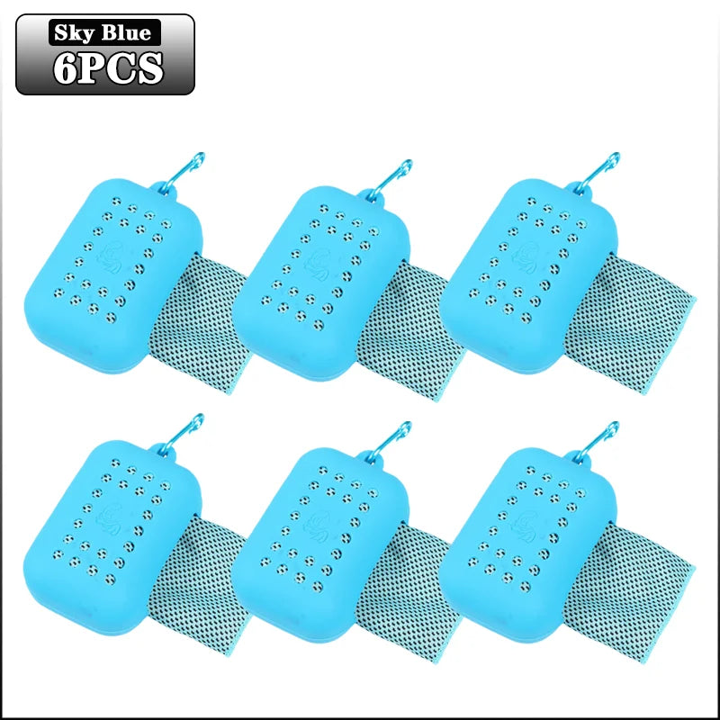 10PCS Portable Mini Silica Gel Set Cold Towel Polyester Fiber Outdoor Cooling Towel Fitness sports gym Run quick Dry Cool Towel
