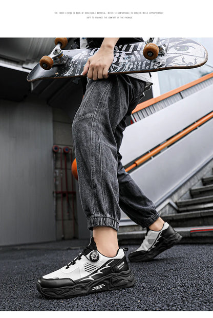 Men's casual sports shoes four season new rotating shoelaces comfort outdoor running walking shoes breathable soft-sole sneakers