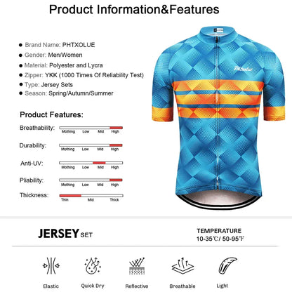 Pro Cycling Jersey Set Men Cycling Set Outdoor Sport Bike Clothes Women Breathable Anti-UV MTB Bicycle Clothing Wear Suit Kit