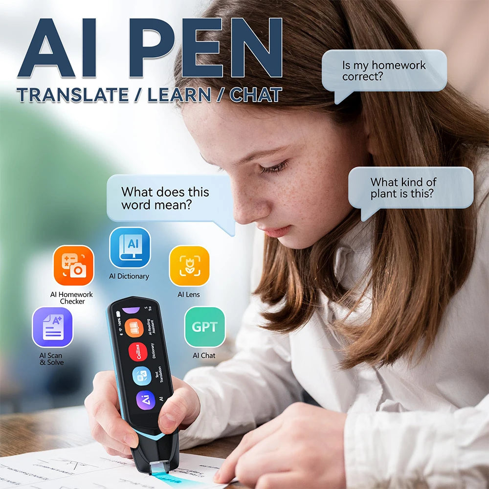 AI Pen Reading Pen for Dyslexia Scan Reader Pen 4 Text to Speech Device Translator Pen Photo Translation OCR 16GB Bluetooth Pen