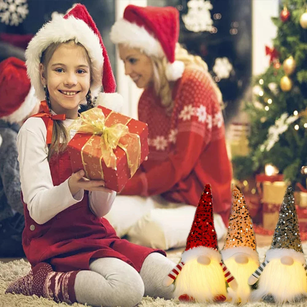 Gnome de Noël LED en peluche, Père Noël, décoration naine sans visage, jouet Joyeux Noël, Noël et Nouvel An, décoration pour la maison