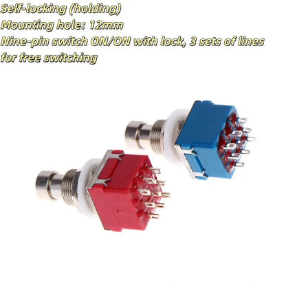 Stomp Foot Box Guitar Effects Pedal Switch, 1/3Pcs 9 Pin 3PDT Latching Switch Direct Conversion Button, True Bypass