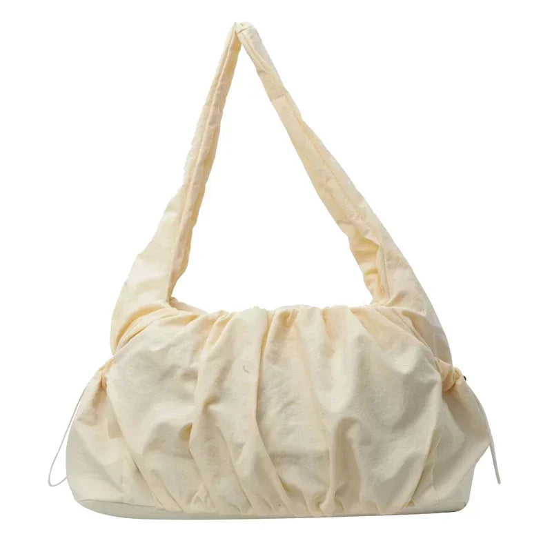 Nylon Cloth Bag Women Tote Bag Large Capacity Summer 2025 New Fashionable women's pleated Outdoor Travel bag Shoulder Bag